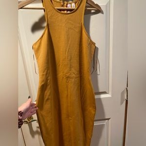 Mustard yellow midi dress